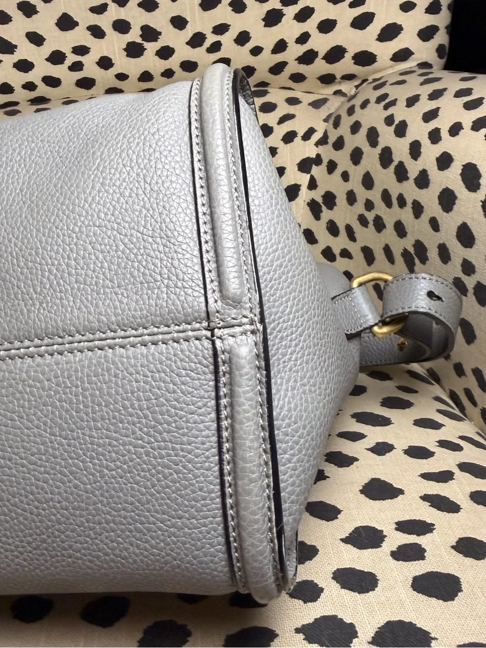 Alexander McQueen Gray Leather Satchel with Gold Skull Accent